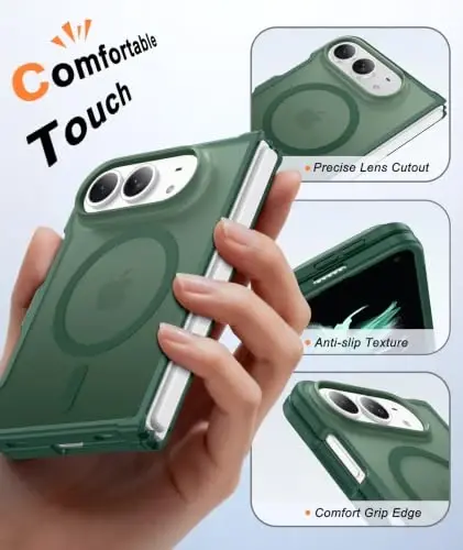 FNTCASE for iPhone Duo Case Green: Translucent Fit for MagSafe | With Screen Protector, Magnetic Camera Protection Slim Cases,18FT Military Grade Drop Tested - 6