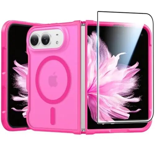 FNTCASE for iPhone Duo Case Hot Pink: Translucent Fit for MagSafe | With Screen Protector, Magnetic Camera Protection Slim Cases,18FT Military Grade Drop Tested - 1