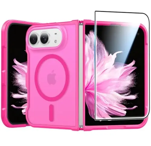 FNTCASE for iPhone Duo Case Hot Pink: Translucent Fit for MagSafe | With Screen Protector, Magnetic Camera Protection Slim Cases,18FT Military Grade Drop Tested - 1