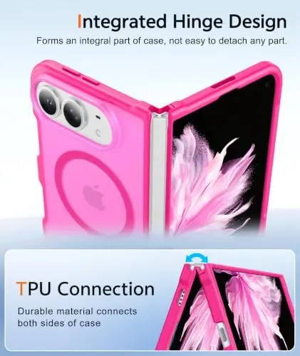 FNTCASE for iPhone Duo Case Hot Pink: Translucent Fit for MagSafe | With Screen Protector, Magnetic Camera Protection Slim Cases,18FT Military Grade Drop Tested - 3