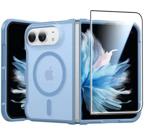 FNTCASE for iPhone Duo Case Light Blue: Translucent Fit for MagSafe | With Screen Protector, Magnetic Camera Protection Slim Cases,18FT Military Grade Drop Tested - 1