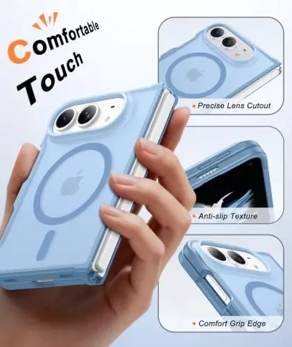 FNTCASE for iPhone Duo Case Light Blue: Translucent Fit for MagSafe | With Screen Protector, Magnetic Camera Protection Slim Cases,18FT Military Grade Drop Tested - 6