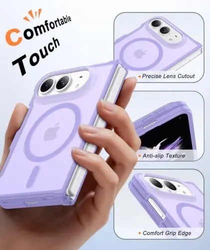 FNTCASE for iPhone Duo Case Light Purple: Translucent Fit for MagSafe | With Screen Protector, Magnetic Camera Protection Slim Cases,18FT Military Grade Drop Tested - 6