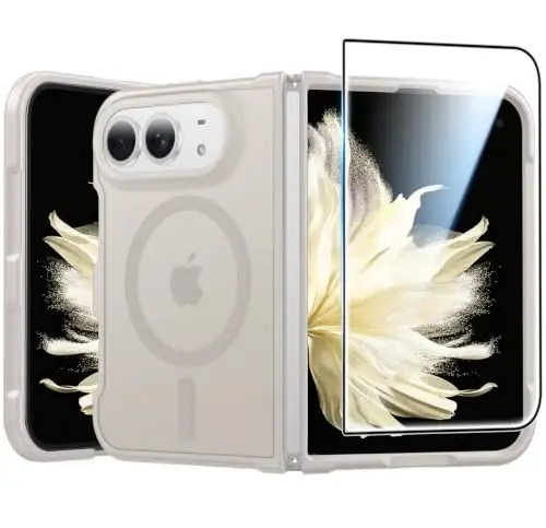 FNTCASE for iPhone Duo Case Off White: Translucent Fit for MagSafe | With Screen Protector, Magnetic Camera Protection Slim Cases,18FT Military Grade Drop Tested - 1