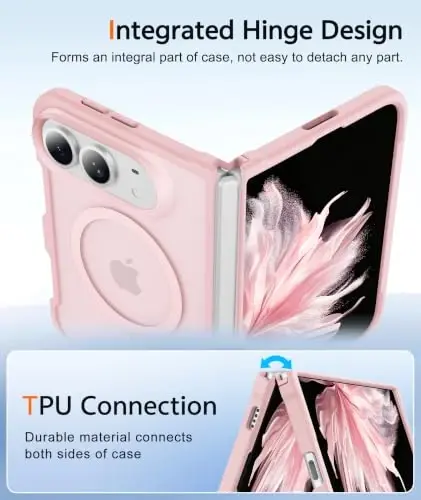 FNTCASE for iPhone Duo Case Pink: Translucent Fit for MagSafe | With Screen Protector, Magnetic Camera Protection Slim Cases,18FT Military Grade Drop Tested - 3