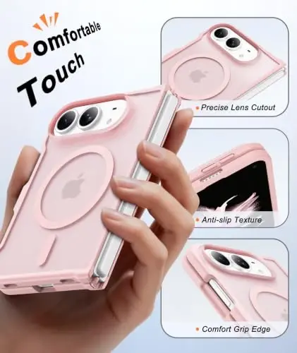 FNTCASE for iPhone Duo Case Pink: Translucent Fit for MagSafe | With Screen Protector, Magnetic Camera Protection Slim Cases,18FT Military Grade Drop Tested - 6