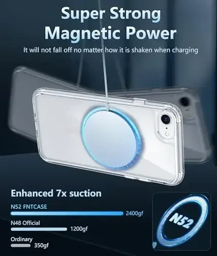 FNTCASE for iPhone SE 3rd(2022) Case: iPhone SE 2nd(2020) Case Clear Magnetic Phone Cases Compatible with Magsafe Slim Anti Yellowing Rugged Protective Transparent Cell Phone Cover (D-Pink) - 3