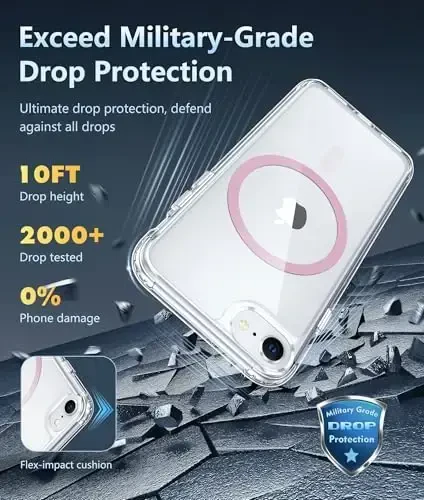 FNTCASE for iPhone SE 3rd(2022) Case: iPhone SE 2nd(2020) Case Clear Magnetic Phone Cases Compatible with Magsafe Slim Anti Yellowing Rugged Protective Transparent Cell Phone Cover (D-Pink) - 4