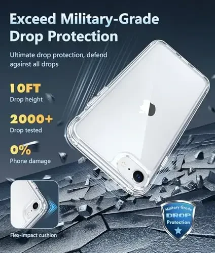 FNTCASE for iPhone SE 3rd(2022) Case: iPhone SE 2nd(2020) Case Clear Phone Cases Compatible with Magsafe Slim Anti Yellowing Military Grade Drop Rugged Protective Transparent Cell Cover (B-Clear) - 4