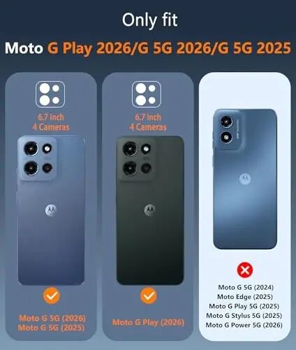 FNTCASE for Moto G 2026/2025 Case: for Moto G Play 2026 Case Anti Yellowing Cell Phone Cover Drop Proof Rugged Protective Transparent Slim Cases 6.7 inch (Black) - 2