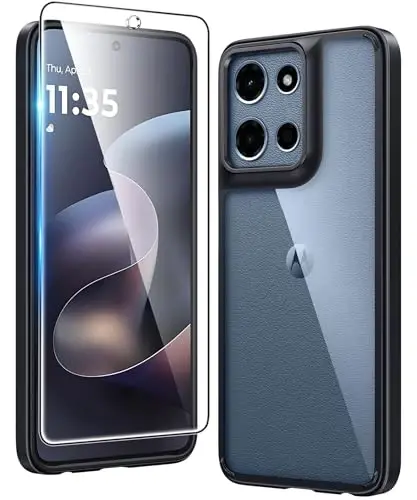 FNTCASE for Moto G 2026/2025 Case: for Moto G Play 2026 Case Anti Yellowing Cell Phone Cover Drop Proof Rugged Protective Transparent Slim Cases 6.7 inch (Black) 