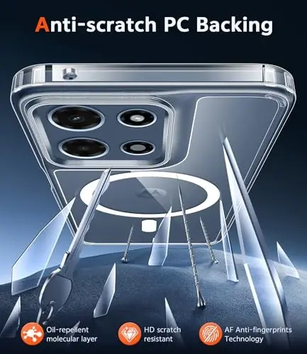 FNTCASE for Moto G 2026/2025 Case: for Moto G Play 2026 Case Magnetic Anti Yellowing Cell Phone Cover Drop Proof Rugged Protective Transparent Slim Cases 6.7 inch (Clear Magnetic) - 5