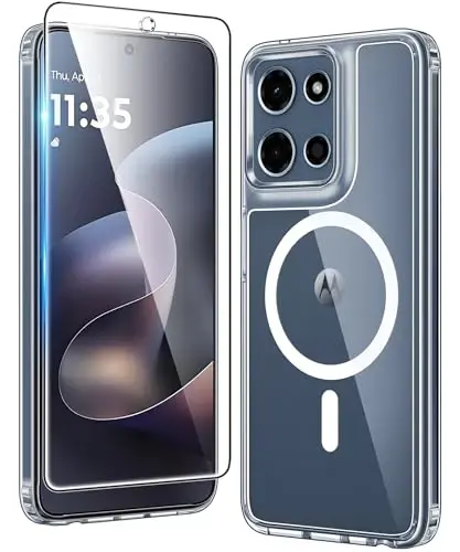 FNTCASE for Moto G 2026/2025 Case: for Moto G Play 2026 Case Magnetic Anti Yellowing Cell Phone Cover Drop Proof Rugged Protective Transparent Slim Cases 6.7 inch (Clear Magnetic) 