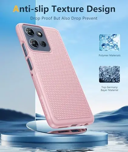 FNTCASE for Moto G 2026/2025 Case: Moto G Play 2026/Moto G Power 2025 Case Dual Layer Military Protective Heavy Duty Cell Phone Cover with Screen Protector Shockproof Rugged Non Slip Textured (Pink) - 5