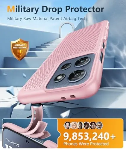 FNTCASE for Moto G 2026/2025 Case: Moto G Play 2026/Moto G Power 2025 Case Dual Layer Military Protective Heavy Duty Cell Phone Cover with Screen Protector Shockproof Rugged Non Slip Textured (Pink) - 4