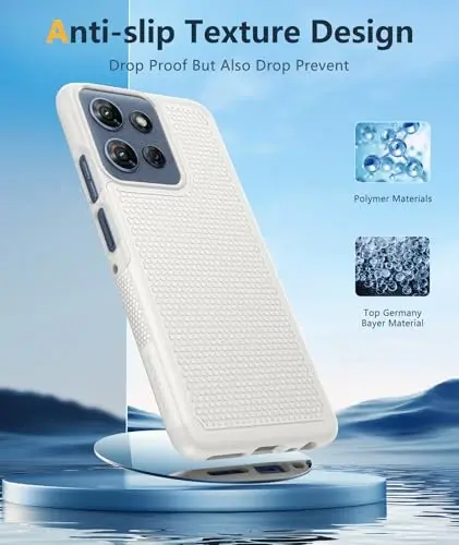 FNTCASE for Moto G 2026/2025 Case: Moto G Play 2026/Moto G Power 2025 Case Dual Layer Military Protective Heavy Duty Cell Phone Cover with Screen Protector Shockproof Rugged Non Slip Textured (White) - 5