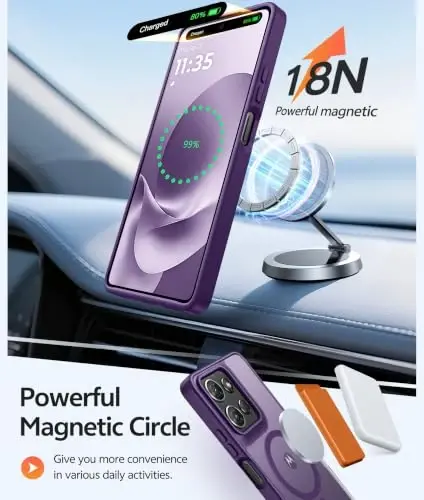 FNTCASE for Moto G 2026/2025 Case: Motorola Moto G Play 5G 2026 Case [Compatible with Magsafe] Translucent Matte Cases with [Screen Protector] Military Grade Shockproof Protective Phone Cover -Purple - 3