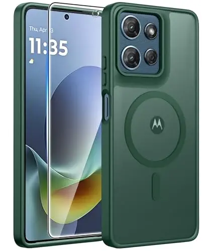 FNTCASE for Moto G 2026/2025 G‘ilof: Motorola Moto G Play 5G 2026 G‘ilof [Magsafe bilan mos keladi] [Ekran himoya qatlami] bilan shaffof matli g‘iloflar Harbiy darajadagi zarbga chidamli himoya telefon qopqog‘i - Yashil 