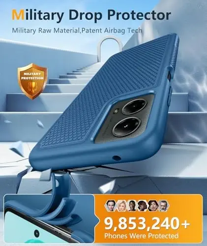 FNTCASE for Moto G-5G 2024 Case: Moto G 2024 Phone Case with Screen Protector 14FT Military Grade Drop Protection Shockproof Rugged Anti-Slip Sweat-Resistant Matte Dual Layer Daily Cover (Blue) - 5