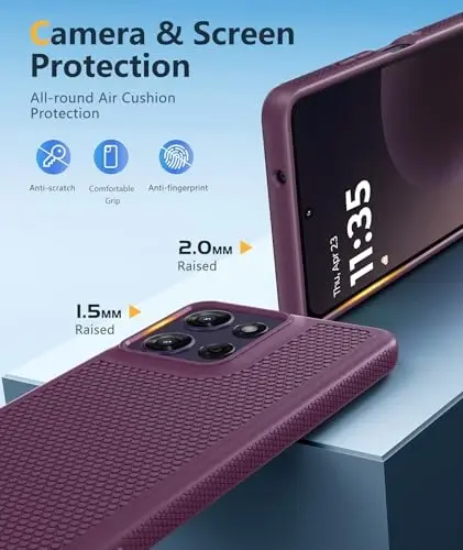 FNTCASE for Moto G-Power 2026 Case: Motorola Moto G Power 2025 Case 14FT Military Grade Drop Protection with Screen Protector Shockproof Anti-Slip Sweat-Resistant Matte TPU Daily Cover (Burgundy) - 5