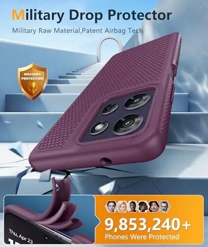 FNTCASE for Moto G-Power 2026 Case: Motorola Moto G Power 2025 Case 14FT Military Grade Drop Protection with Screen Protector Shockproof Anti-Slip Sweat-Resistant Matte TPU Daily Cover (Burgundy) - FNTCASE
