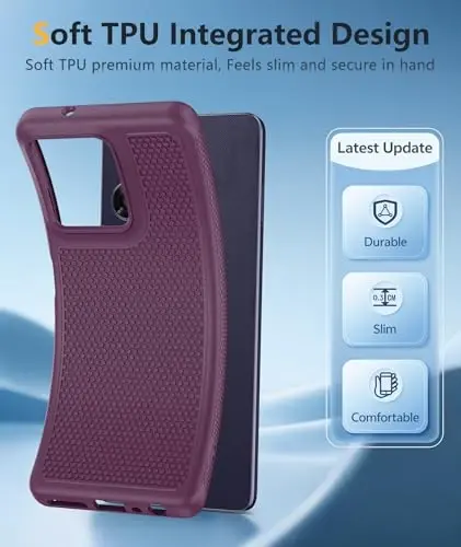 FNTCASE for Moto G-Power 2026 Case: Motorola Moto G Power 2025 Case 14FT Military Grade Drop Protection with Screen Protector Shockproof Anti-Slip Sweat-Resistant Matte TPU Daily Cover (Burgundy) - 4