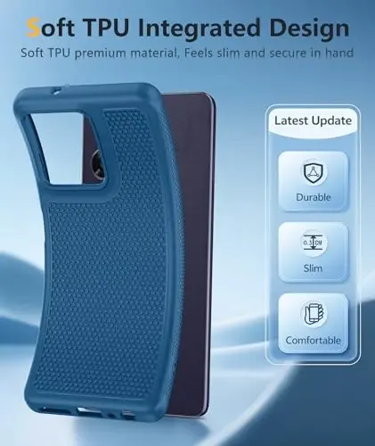 FNTCASE for Moto G-Power 2026 Case: Motorola Moto G Power 2025 Case 14FT Military Grade Drop Protection with Screen Protector Shockproof Anti-Slip Sweat-Resistant Matte TPU Daily Phone Cover (Blue) - 4
