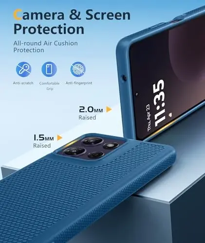 FNTCASE for Moto G-Power 2026 Case: Motorola Moto G Power 2025 Case 14FT Military Grade Drop Protection with Screen Protector Shockproof Anti-Slip Sweat-Resistant Matte TPU Daily Phone Cover (Blue) - 5