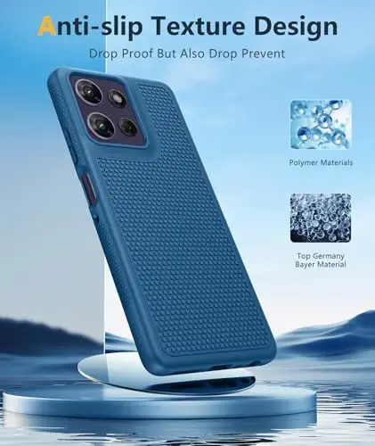 FNTCASE for Moto G-Power 2026 Case: Motorola Moto G Power 2025 Case 14FT Military Grade Drop Protection with Screen Protector Shockproof Anti-Slip Sweat-Resistant Matte TPU Daily Phone Cover (Blue) - 3