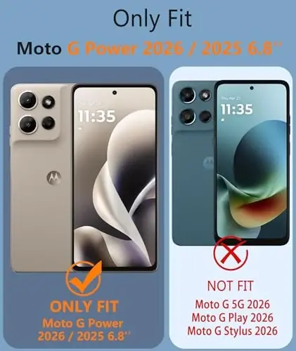 FNTCASE for Moto G-Power 2026 Case: Motorola Moto G Power 2025 Case 14FT Military Grade Drop Protection with Screen Protector Shockproof Anti-Slip Sweat-Resistant Matte TPU Daily Phone Cover (White) - 2