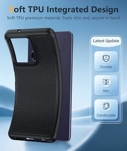 FNTCASE for Moto G-Power 2026/2025 Case: Motorola G Power 2026 Case with Screen Protector 14FT Military Grade Drop Protection Shockproof Anti-Slip Sweat-Resistant Matte TPU Daily Phone Cover (Black) - 4