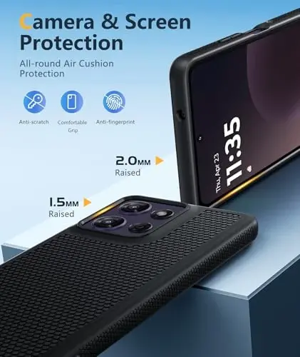 FNTCASE for Moto G-Power 2026/2025 Case: Motorola G Power 2026 Case with Screen Protector 14FT Military Grade Drop Protection Shockproof Anti-Slip Sweat-Resistant Matte TPU Daily Phone Cover (Black) - 5