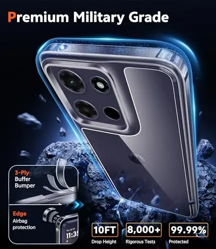 FNTCASE for Moto G-Power-5G-2026/2025 Clear Case with Screen Protector | Anti Yellowing, Slim Cell Phone Cover, Rugged Shockproof Protective Bumper, Transparent Cases - 6