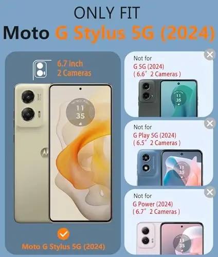 FNTCASE for Moto G-Stylus 2024 Case: 14FT Military Grade Drop Protection with Screen Protector Shockproof Rugged Anti-Slip Sweat-Resistant Matte Dual Layer Daily Cover - 6.7 inch (White) - 2