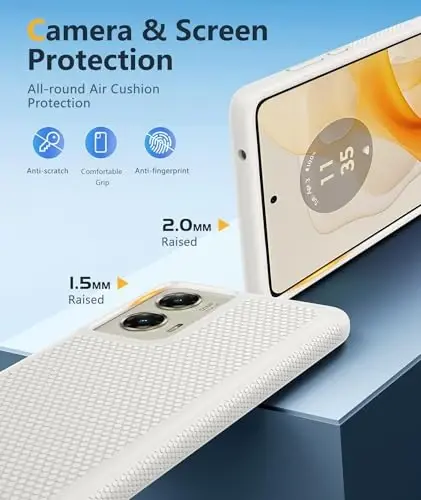 FNTCASE for Moto G-Stylus 2024 Case: 14FT Military Grade Drop Protection with Screen Protector Shockproof Rugged Anti-Slip Sweat-Resistant Matte Dual Layer Daily Cover - 6.7 inch (White) - 5