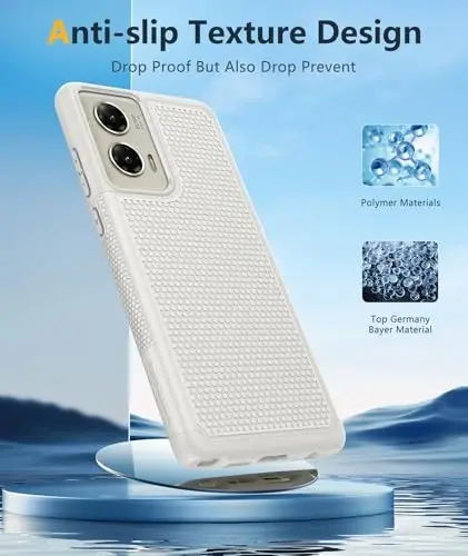 FNTCASE for Moto G-Stylus 2024 Case: 14FT Military Grade Drop Protection with Screen Protector Shockproof Rugged Anti-Slip Sweat-Resistant Matte Dual Layer Daily Cover - 6.7 inch (White) - 6