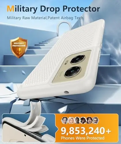 FNTCASE for Moto G-Stylus 2024 Case: Dual Layer Military Grade Protective Heavy Duty Cell Phone Cover with Screen Protector Shockproof Rugged with Non Slip Textured - 6.7 inch (White) - 4