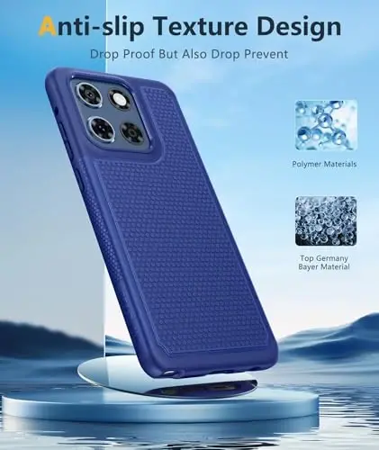 FNTCASE for Moto G-Stylus 2025 Case: Dual Layer Military Grade Protective Heavy Duty Cell Phone Cover with Screen Protector Shockproof Rugged with Non Slip Textured - 6.7 inch (Navy Blue) - 5