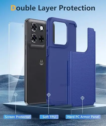 FNTCASE for Moto G Stylus 2026/2025 Case: Motorola G Stylus 2025 Case 14FT Military Grade Drop Protection with Screen Protector Shockproof Non-Slip Matte Dual Layer Phone Cover - 6.7 inch (Navy Blue) - 3