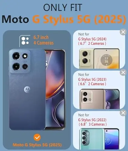 FNTCASE for Moto G-Stylus 2025 Case: Dual Layer Military Grade Protective Heavy Duty Cell Phone Cover with Screen Protector Shockproof Rugged with Non Slip Textured - 6.7 inch (Navy Blue) - 2