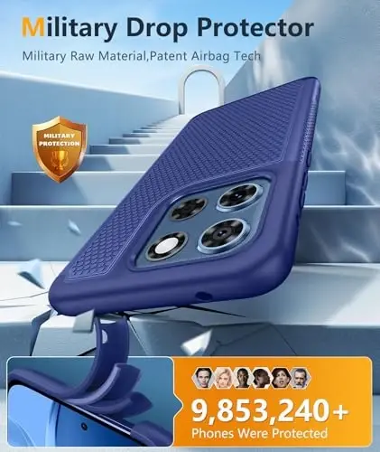 FNTCASE for Moto G-Stylus 2025 Case: Dual Layer Military Grade Protective Heavy Duty Cell Phone Cover with Screen Protector Shockproof Rugged with Non Slip Textured - 6.7 inch (Navy Blue) - 4