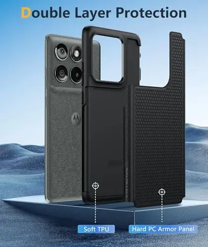 FNTCASE for Motorola Edge 2025 Case: Dual Layer Protective Lightweight Duty Cell Phone Cover Shockproof Rugged with Non Slip Textured Back - Military Protection Bumper Tough - 6.7inch (Black) - 3