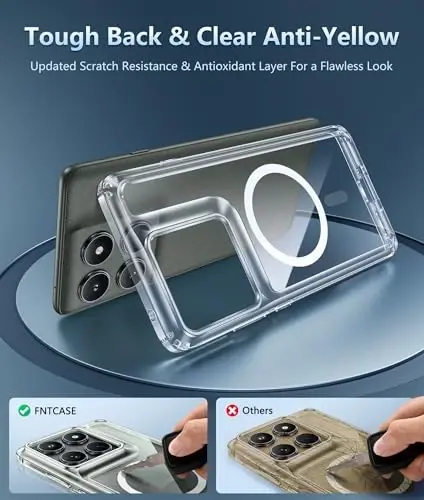 FNTCASE for Motorola Edge-2025 Magnetic Case: Clear Military Grade Drop Protection Anti Yellowing Cell Phone Cover - Rugged Shockproof Protective Bumper Transparent Phonecase - 5