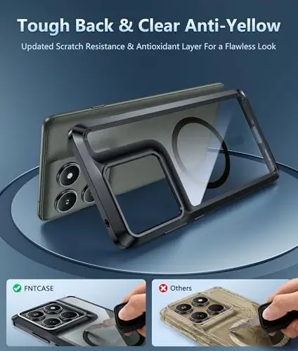 FNTCASE for Motorola Edge-2025 Magnetic Case: Clear Military Grade Drop Protection Anti Yellowing Cell Phone Cover - Rugged Shockproof Protective Bumper Transparent Phonecase - 4