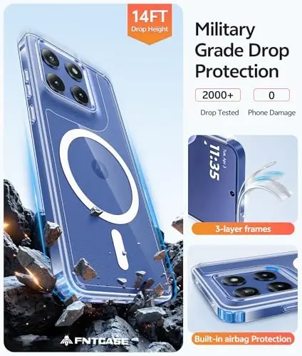 FNTCASE for Motorola Edge 2026 Magnetic Case: [Fit for Magsafe] [Screen Protector] Anti Yellowing Transparent Clear Phone Cover - Military Grade Shockproof Protective Cases - Clear - 5