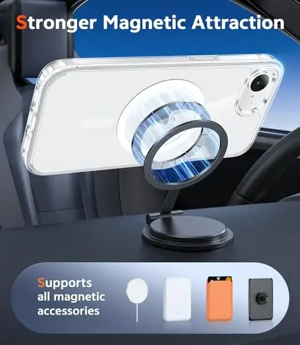 FNTCASE for iPhone 17e & iPhone 16e Case Clear: Magnetic Cases with 1 Pack Screen Protector Compatible with Magsafe Anti Yellowing Shockproof Protective Transparent Cell Phone Cover (A-Clear) - 3