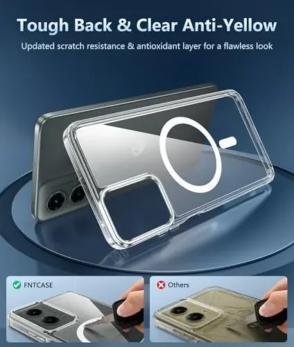 FNTCASE for Motorola Moto G-5G-2024 Case: Clear Case Magnetic High Grade Drop Protection Anti Yellowing Cell Phone Cover - Rugged Shockproof Protective Bumper Transparent Cases(Clear) - 5