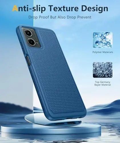 FNTCASE for Motorola Moto G-5G-2024 Case: Dual Layer Heavy Duty Cell Phone Protective Cover Shockproof Rugged with Non-Slip Textured - Military Drop Protection Bumper Tough Case (Blue) - 1