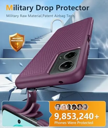 FNTCASE for Motorola Moto G-5G-2024 Case: Dual Layer Heavy Duty Cell Phone Protective Cover Shockproof Rugged with Non-Slip Textured - Military Drop Protection Bumper Tough Case (Burgundy Purple) - 3