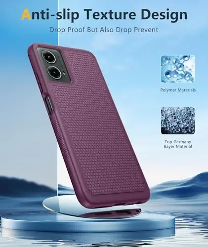 FNTCASE for Motorola Moto G-5G-2024 Case: Dual Layer Heavy Duty Cell Phone Protective Cover Shockproof Rugged with Non-Slip Textured - Military Drop Protection Bumper Tough Case (Burgundy Purple) - 5